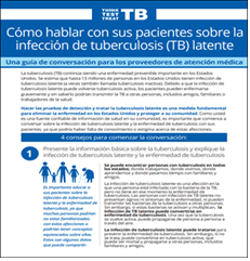 Cómo hablar con sus pacientes sobre la infección de tuberculosis (TB) latente [Talking with Your Patients about Latent Tuberculosis (TB) Infection]. Go to fact sheet