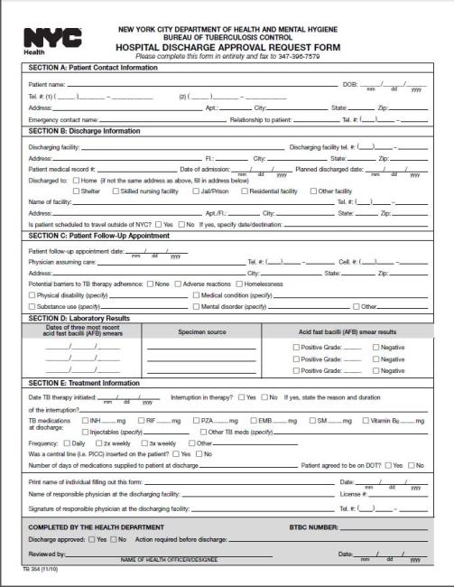  Hospital Discharge Approval Request Form 