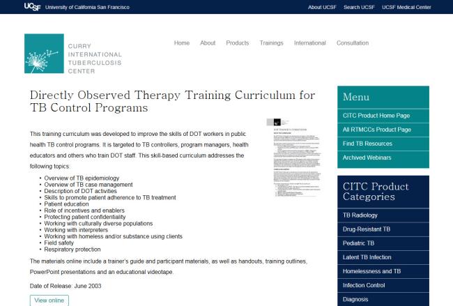  Directly Observed Therapy (DOT) Training Curriculum for TB Control Programs 