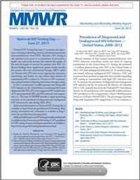 Thumbnail image of MMWR: Prevalence of Diagnosed and Undiagnosed HIV Infection — United States, 2008–2012 