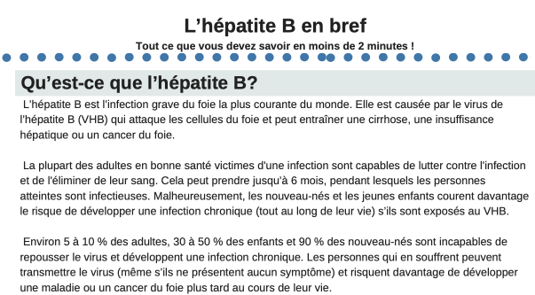 L’hépatite B en bref (PDF)