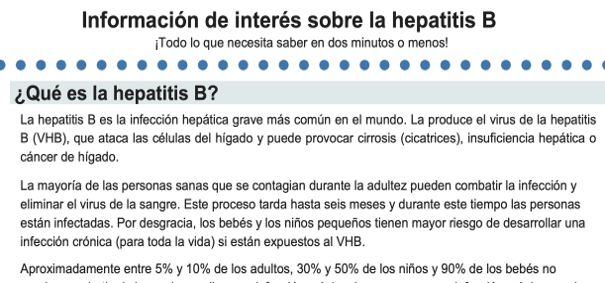 Información de interés sobre la hepatitis B (PDF)