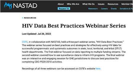 HIV Data Best Practices Webinar Series (Web)