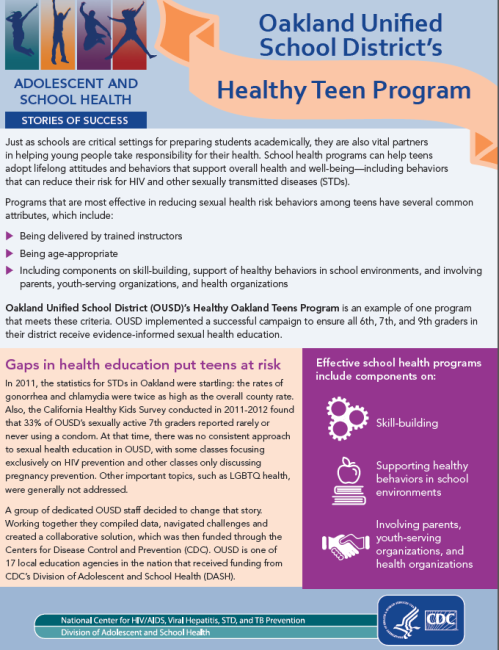 Go to Oakland Unified School District’s Healthy Teen Program PDF Fact Sheet