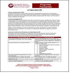 Preguntas Frecuentes: La Tuberculosis (TB) [Frequently Asked Questions: Tuberculosis (TB)]. Go to fact sheet