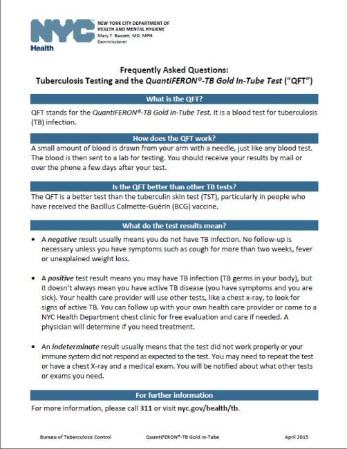  Frequently Asked Questions: Tuberculosis Testing and the QuantiFERON®-TB Gold In-Tube Test 