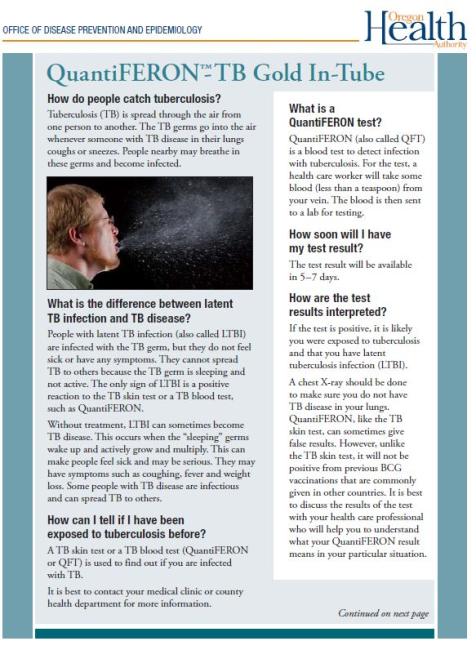 QuantiFERON Test Fact Sheet (Multi-Language)