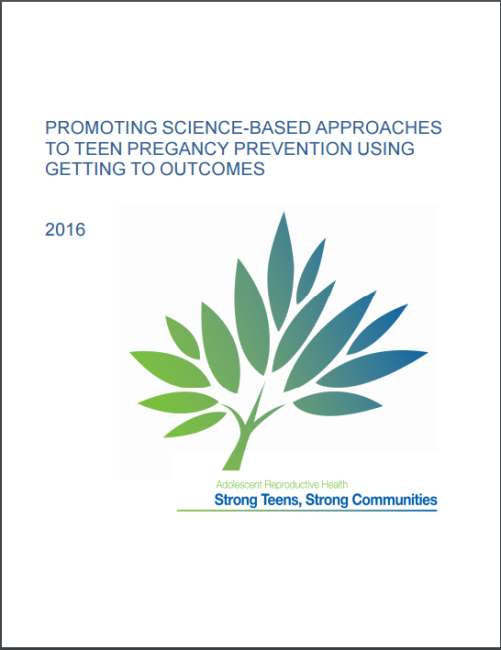 Go to Promoting Science-Based Approaches to Teen Pregnancy Prevention Using Getting to Outcomes, 2016. PDF Manual.