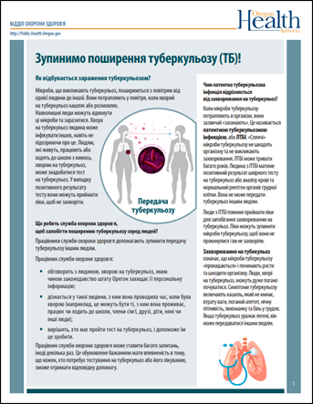 Зупинимо поширення туберкульозу (ТБ)! [Stopping the spread of Tuberculosis (TB)]. Go to fact sheet