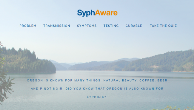 SyphAware Campaign Homepage. Go to web page. 