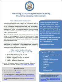  Preventing and Addressing Tuberculosis Among People Experiencing Homelessness 