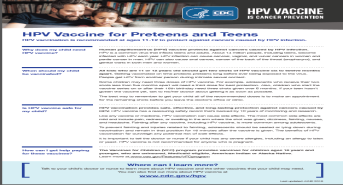 Thumbnail image of HPV Vaccine for Preteens and Teens 