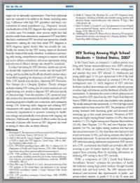 Thumbnail image of HIV Testing Among High School Students - United States, 2007 