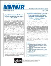 Thumbnail image of MMWR: Expanding Primary Care Capacity to Treat Hepatitis C Virus Infection Through an Evidence-Based Care Model--Arizona and Utah, 2012-2014 