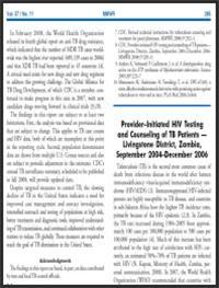 Thumbnail image of Provider-Initiated HIV Testing and Counseling of TB Patients - Livingstone District, Zambia, September 2004 - December 2006 