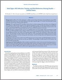 Thumbnail image of MMWR: Vital Signs: HIV Infection, Testing, and Risk Behaviors Among Youths - United States 