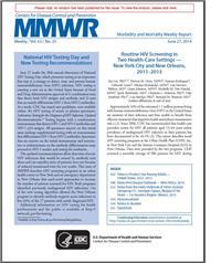 Thumbnail image of MMWR: Routine HIV Screening in Two Health-Care Settings –New York City and New Orleans, 2011-2013 