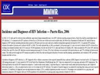 Thumbnail image of Incidence and Diagnoses of HIV Infection -- Puerto Rico, 2006 