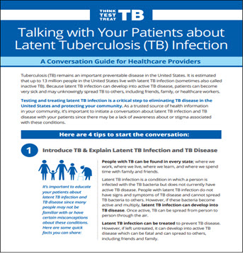 Talking with Your Patients about Latent Tuberculosis (TB) Infection. Go to fact sheet