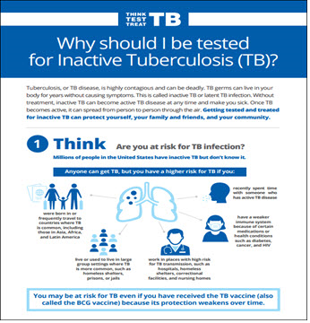 Why should I be tested for Inactive Tuberculosis (TB)?. Go to fact sheet