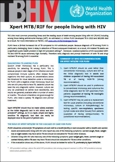  Xpert MTB/RIF for People Living with HIV 