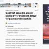 Incorrect Penicillin Allergy Labels Drive ‘Treatment Delays’ for Patients With Syphilis (Web)
