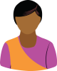 Female orange and purple shirt short dark hair