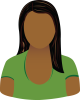 Female green shirt long dark hair