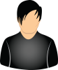 Male black shirt short dark hair