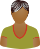 Female olive shirt gray hair