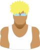 Male white tank blond hair