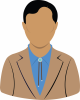 Male brown blazer blue shirt